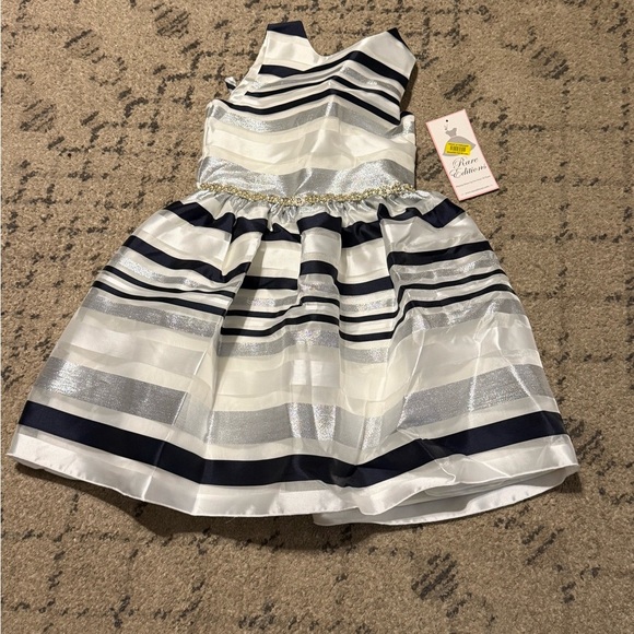Rare Editions Other - Rare Editions Navy and Silver Striped Kids Dress